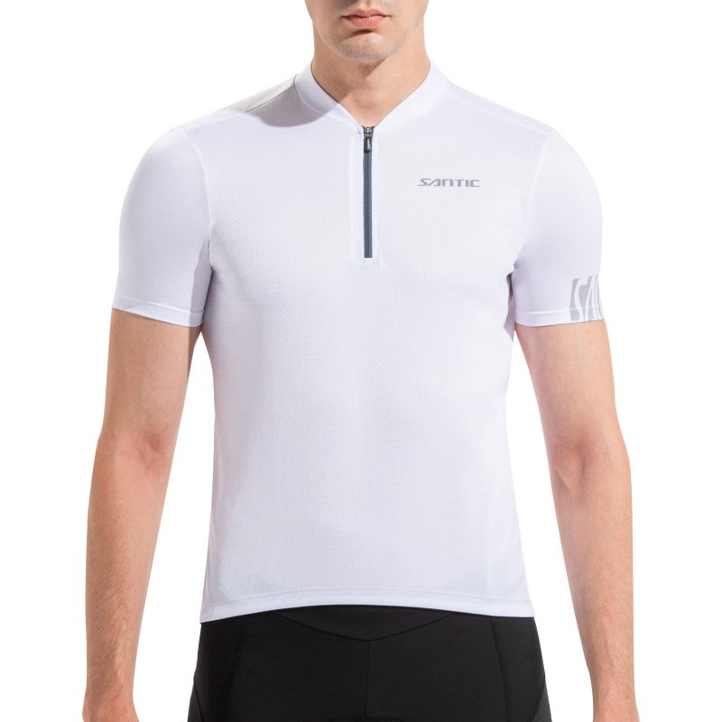 Santic Men's Cycling Jersey Short Sleeve with 3 Rear Pockets Half Zip Breathable Moisture Wicking Quick Dry Biking Shirts - Image 3